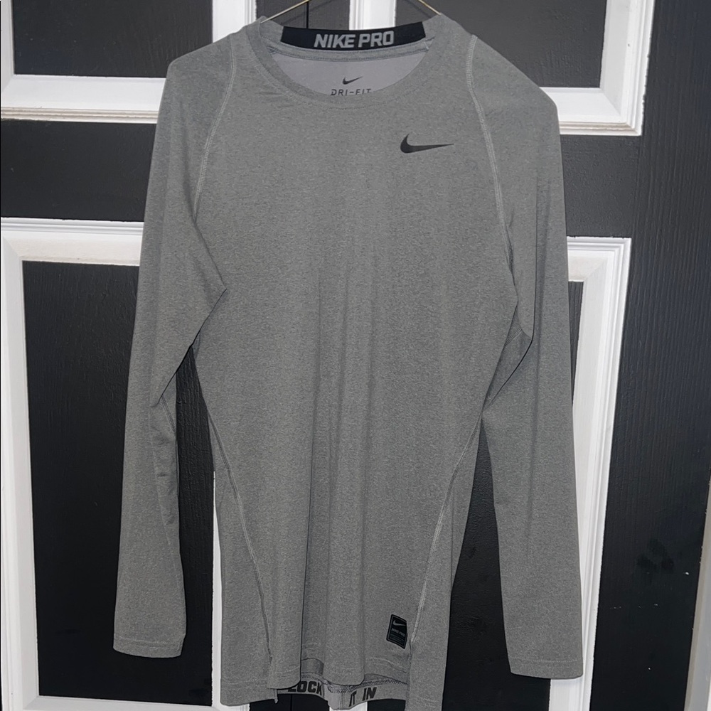 Nike Long Sleeve Dri-FIT Performance Shirt in Gray- medium